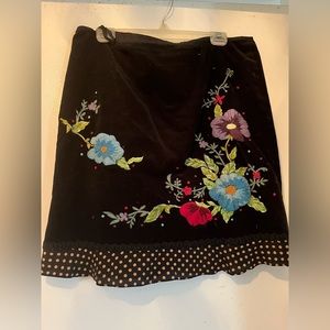 Nanette Lepore velvet embroidered skirt
